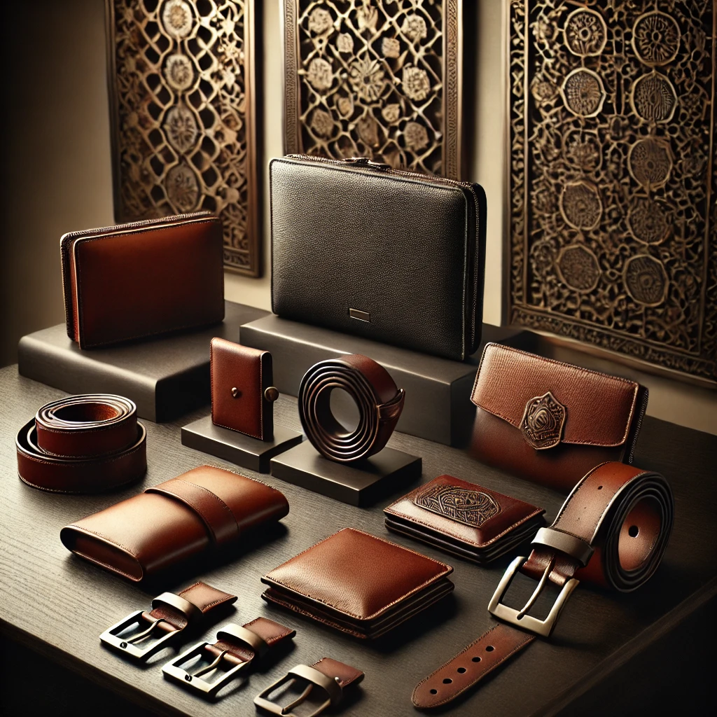 Elegant display of premium leather products